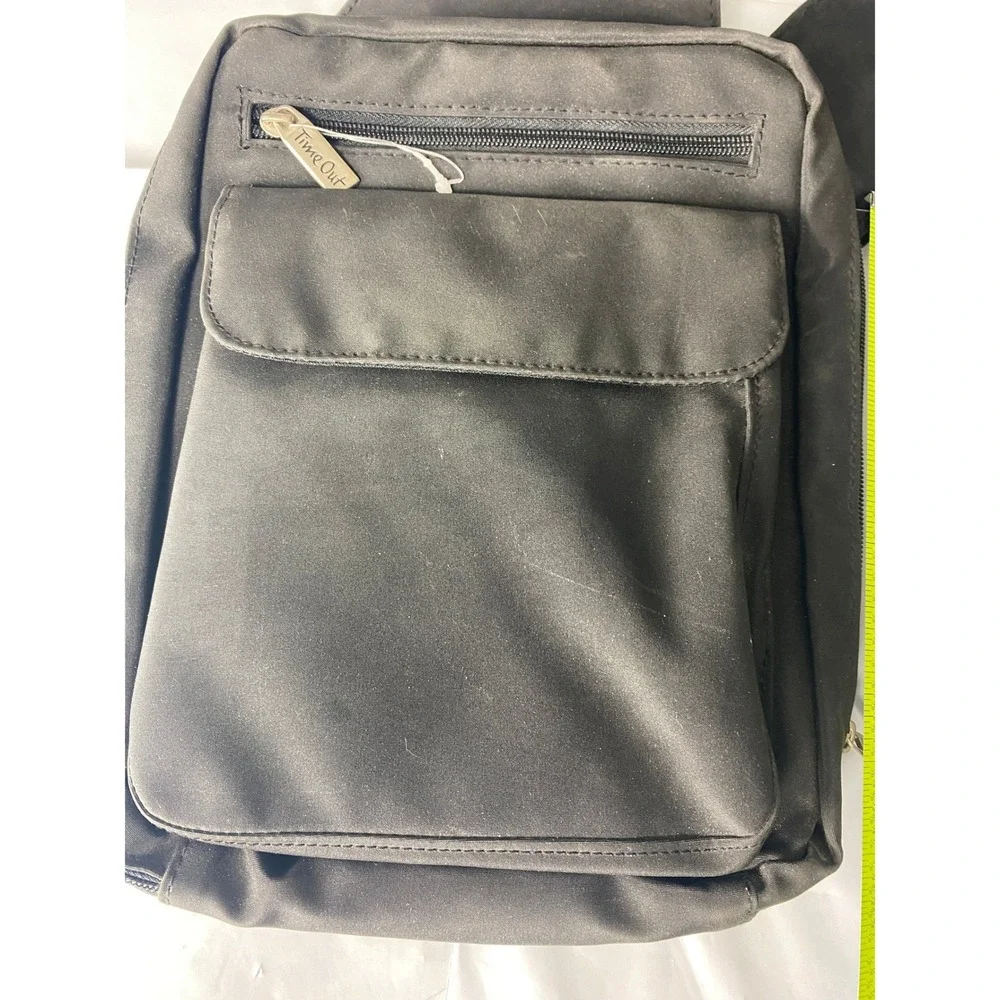 Time‎ Out Black Sling Bag Travel Organizer Crossbody Shoulder Pouch Multi Pocket